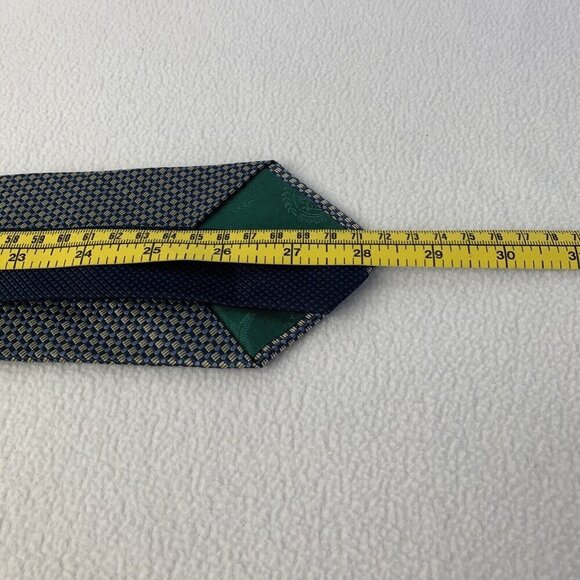 Tommy Hilfiger Tie Blue Yellow Silk USA Vintage NWT - Picture 10 of 10